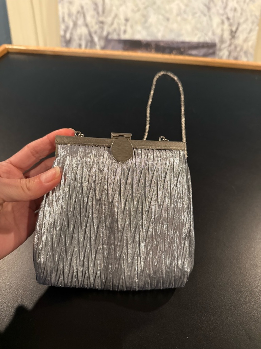 La Regale Elegant Silver Evening Purse - Like New